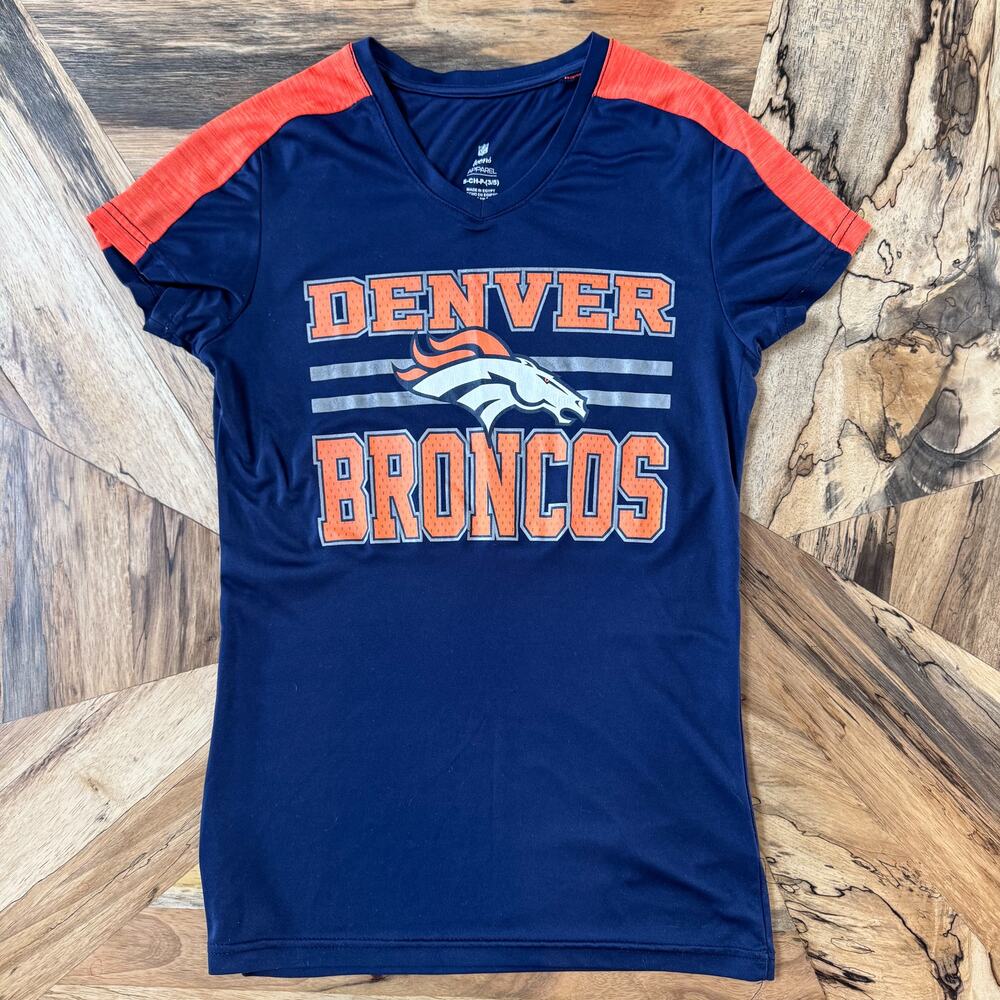 Denver Broncos Teens NFL Team Apparel Top Football Navy Orange - Youth Small